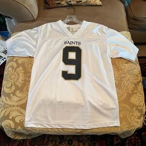 White Saints Jersey with Number 9 Drew Brees Youth (14-16)